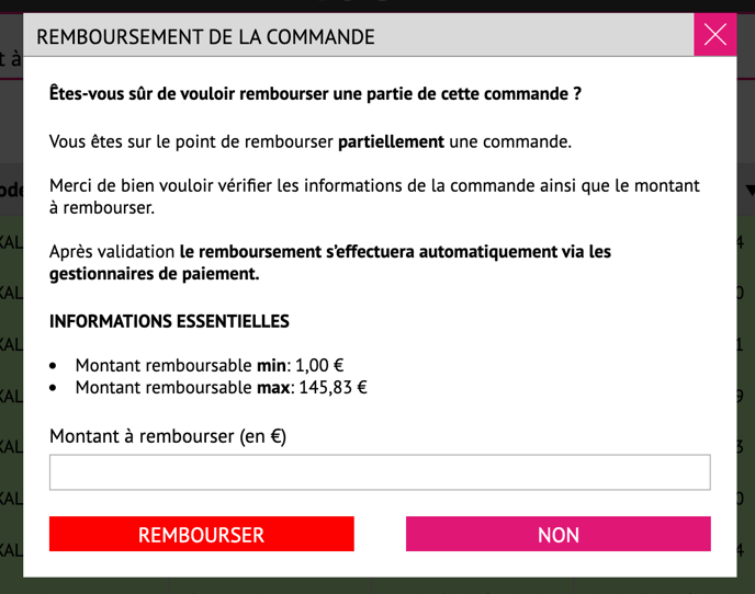 Pop-in de remboursement partiel