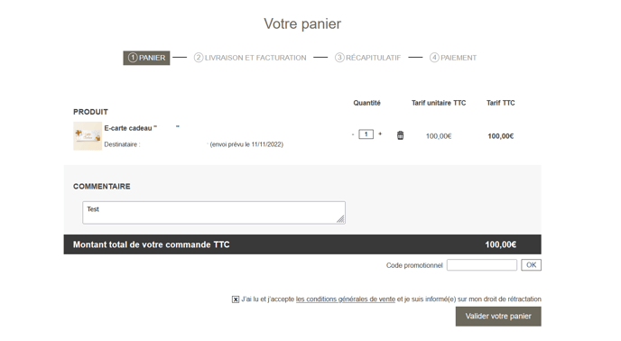 Panier e-carte cadeau 